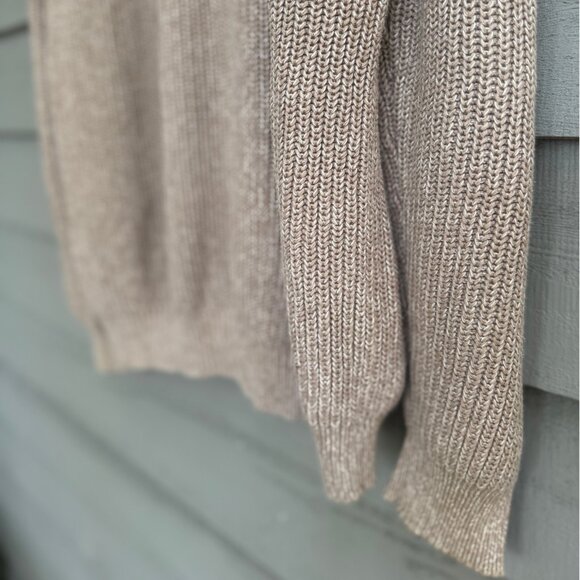 L.L.Bean Cotton Zip Cardigan XL Beige Mock Neck - Picture 5 of 9